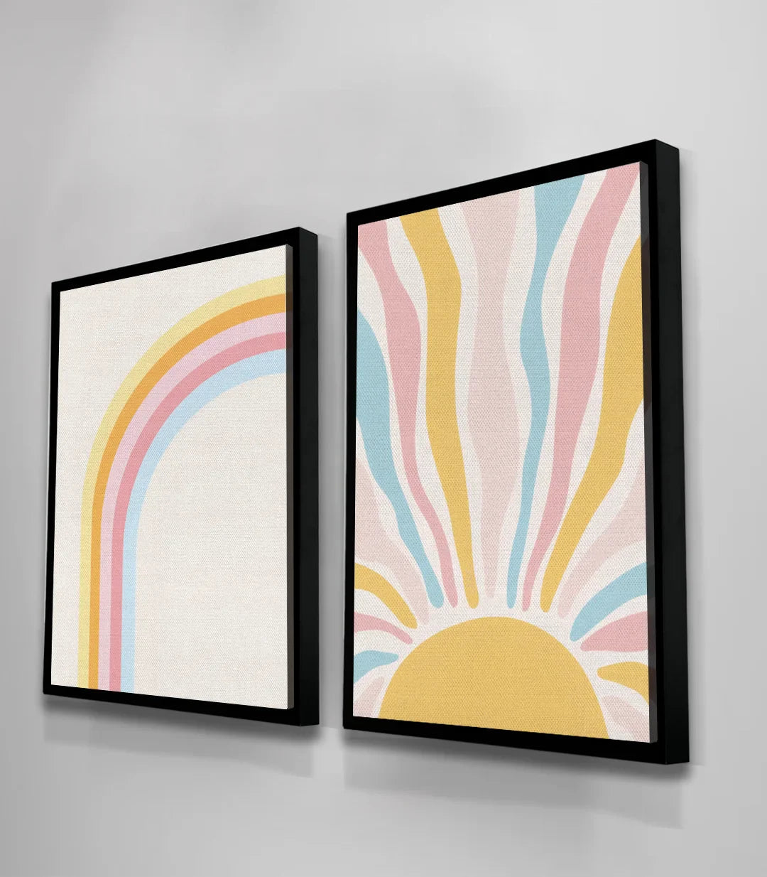 Tableau minimaliste Sunny future rose jaune bleu Massinart