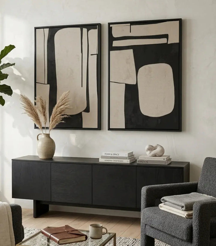 Tableau Monolith mis en situation chambre moderne minimaliste Massinart