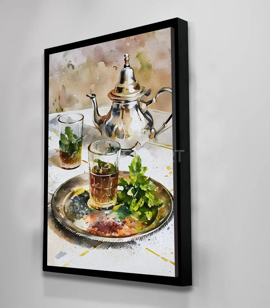Tableau Moroccan Tea mise en situation couloir — art mural Massinart