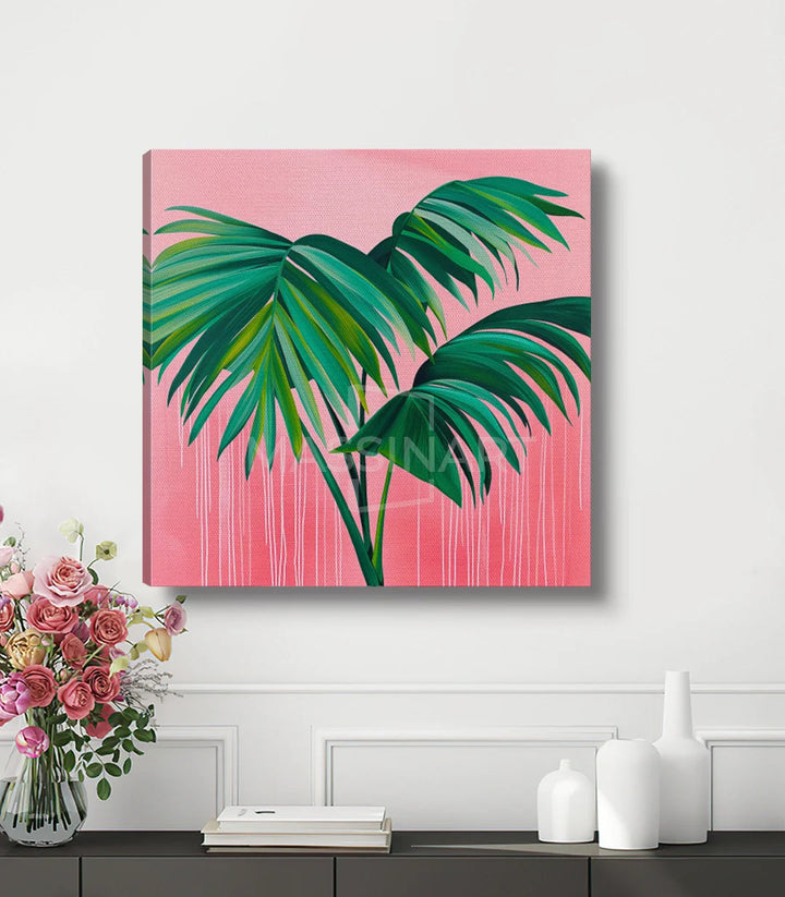 Tableau nature minimaliste Soft Fronds Massinart — détail peinture