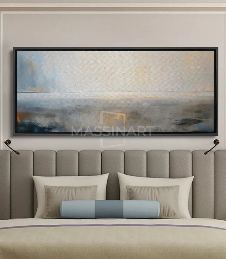 Tableau Ocean's Glow paysage marin crépusculaire tons bleu taupe Massinart