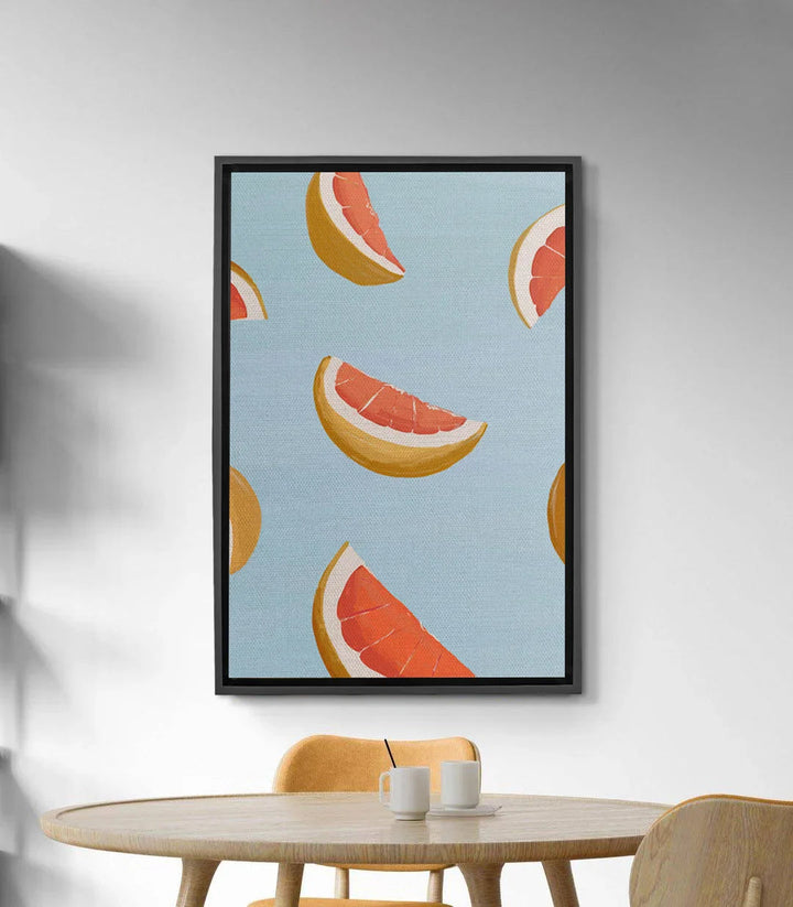 Tableau Orange Slices Massinart — illustration agrumes bleu et orange sur fond pastel