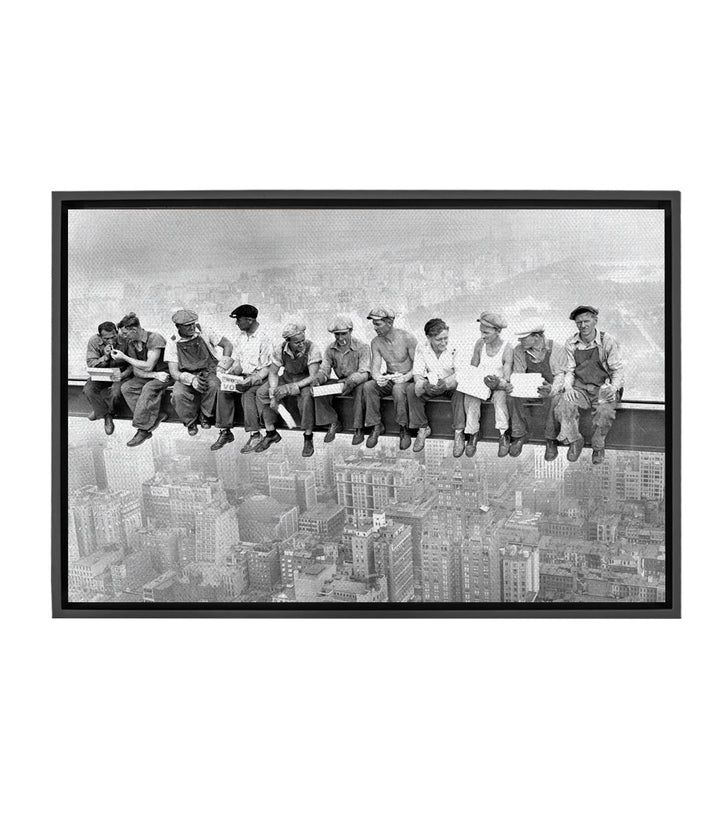 Tableau ouvriers déjeuner gratte-ciel New York noir blanc Massinart