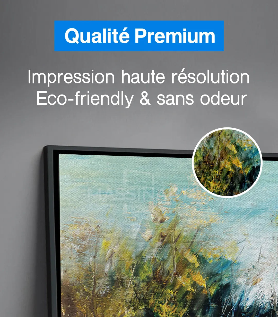 Tableau paysage forestier détail textures impressionniste Massinart