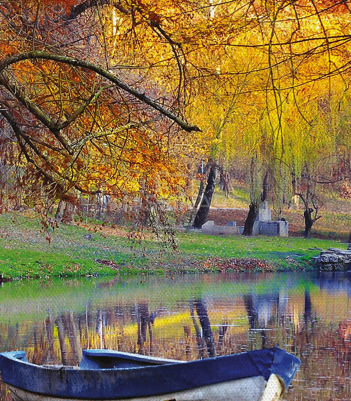 Tableau paysage nature reflets eau automne Massinart