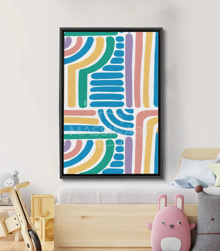 Tableau Playful Paths géométrique multicolor Massinart