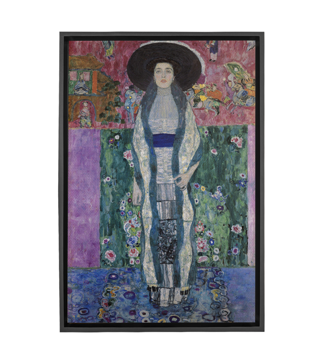 Tableau portrait femme élégante chapeau noir Massinart