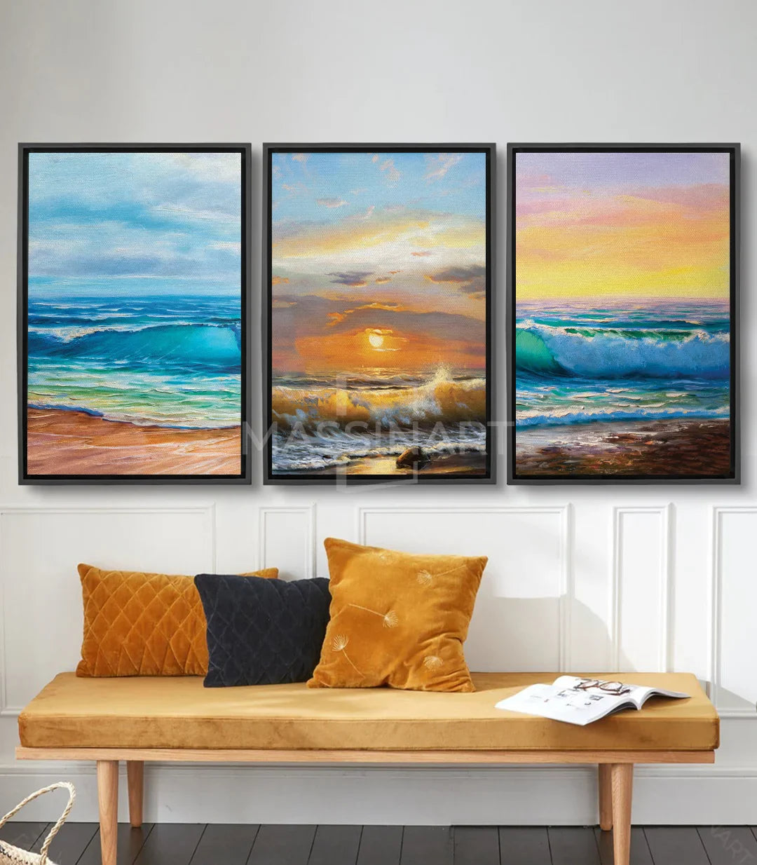 Tableau Pure Sea gauche — Aube océan bleu turquoise et sable doré Massinart