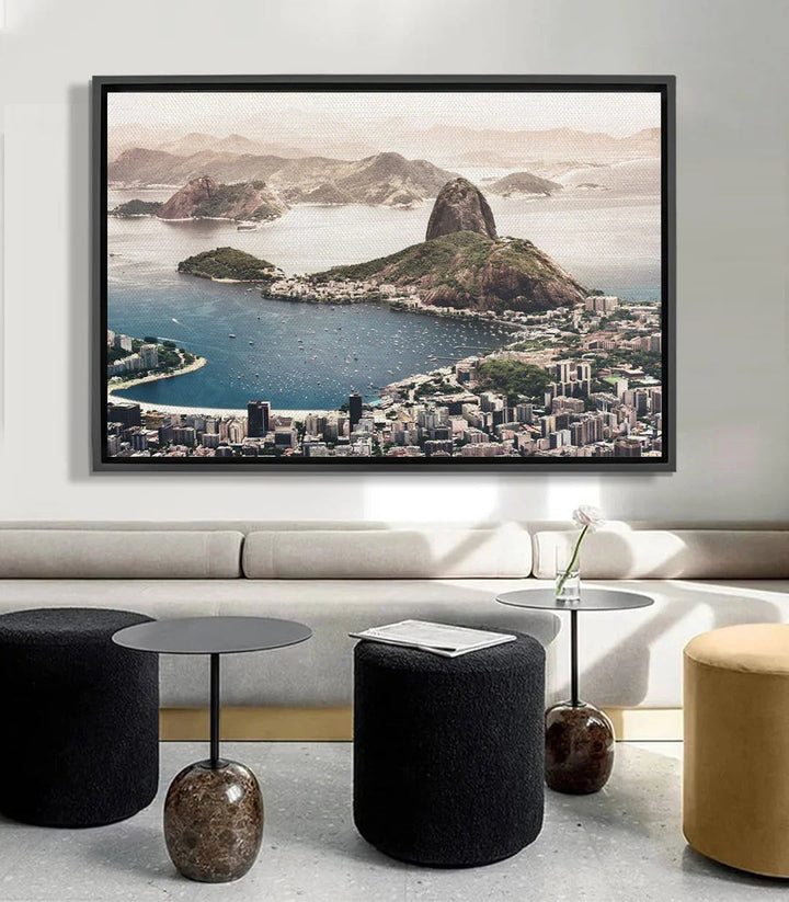 Tableau Rio de Janeiro baie Pain de Sucre montagne bleu océan Massinart