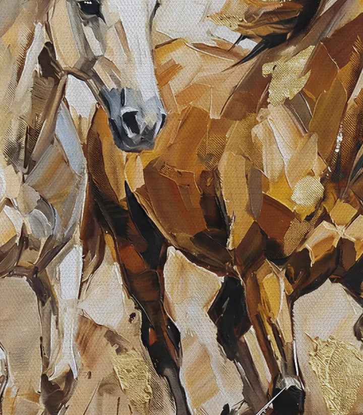 Tableau Sand Sprint détail peinture chevaux Massinart