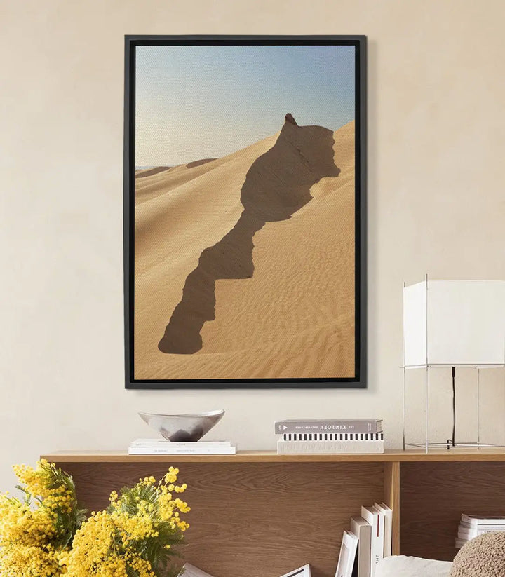 Tableau silhouette femme profil désert sable bleu beige Massinart