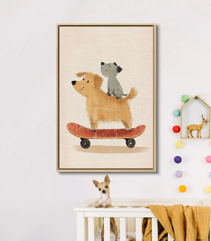 Tableau Skate Dogs Massinart — emballage livraison prêt à accrocher