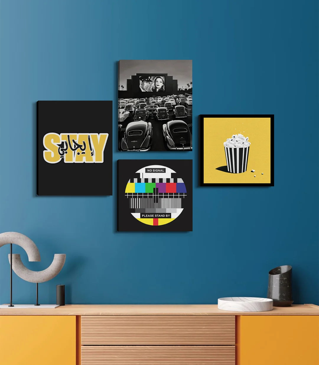Tableau Stay pop-art jaune et noir Massinart