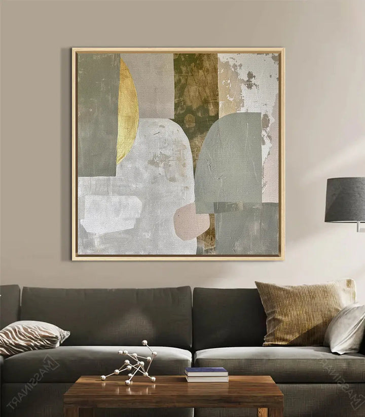 Tableau Still Layers décoration intérieur chambre à coucher, art abstrait contrasté — Massinart