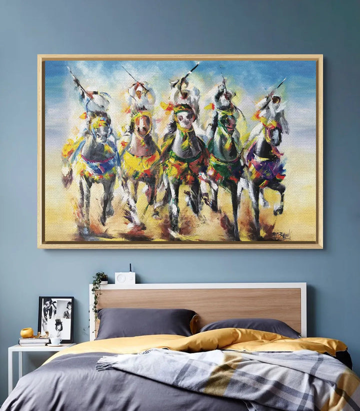 Tableau Tbourida chevaux tradition marocaine cadre noir horizontal — Massinart