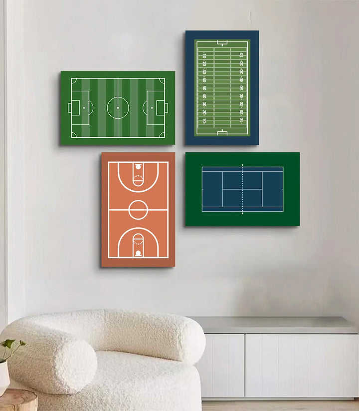 Tableau terrain football vert minimaliste Massinart