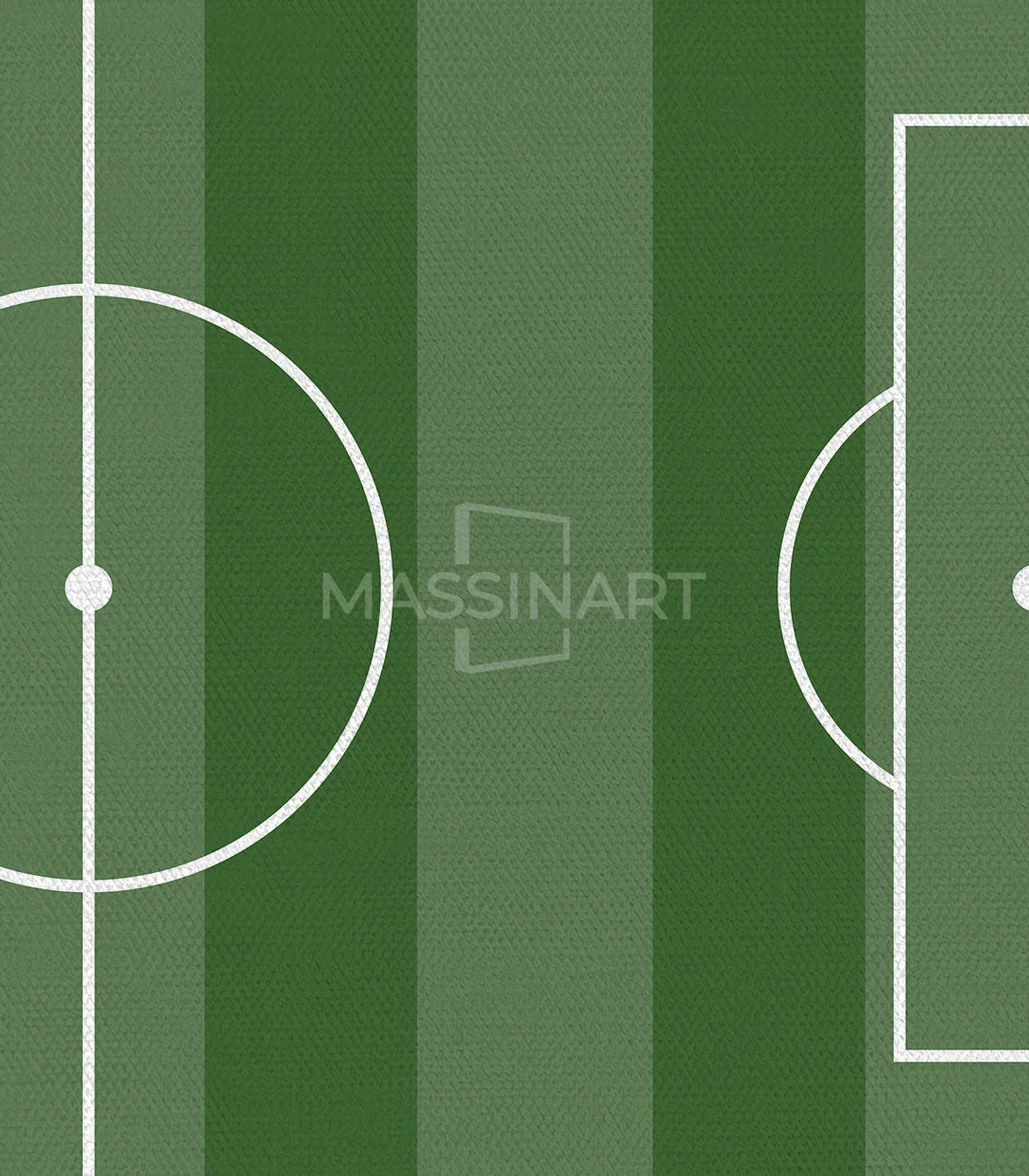 Tableau terrains sports minimaliste palette verte bleu terracotta Massinart