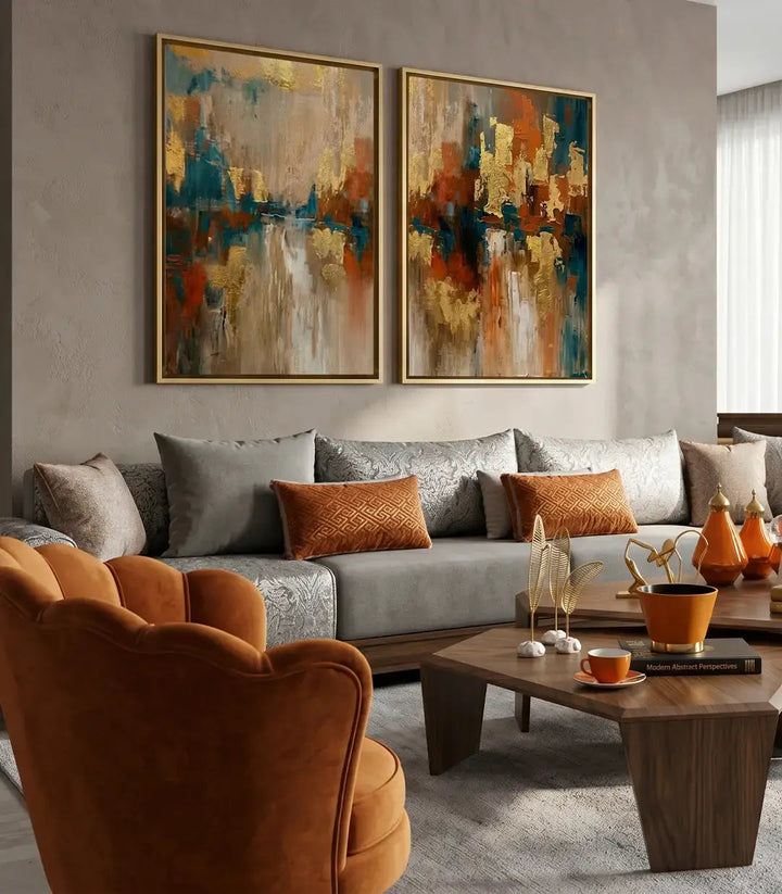 Tableau Terre Dorée hotel et airbnb, abstrait — Massinart