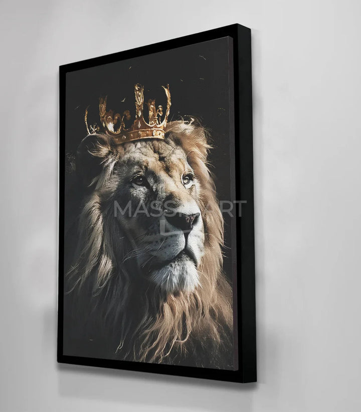 Tableau the king lion noir : ambiance salon moderne Massinart