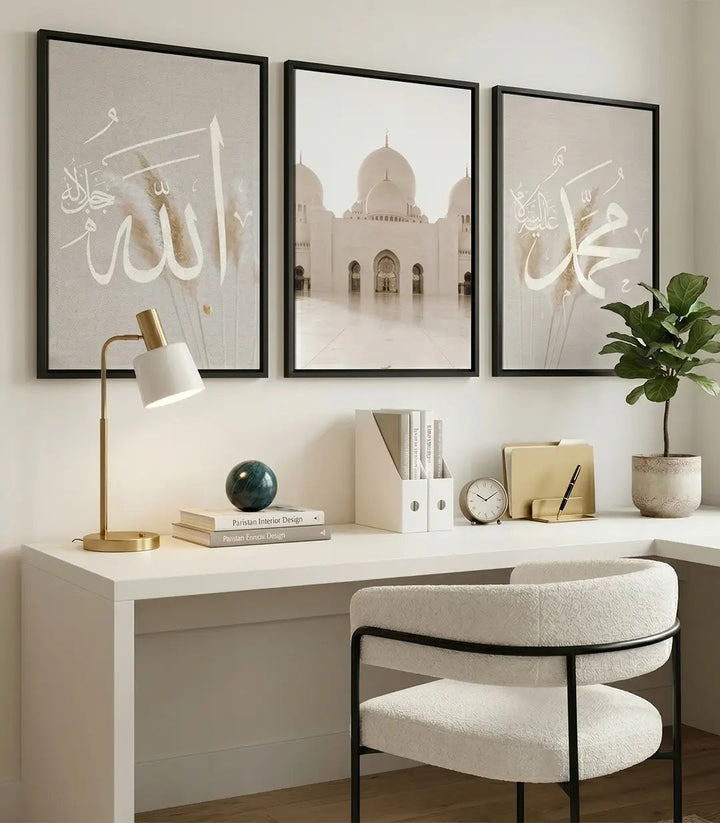 Tableau Triptyque Sacré bureau, abstrait texturé — Massinart