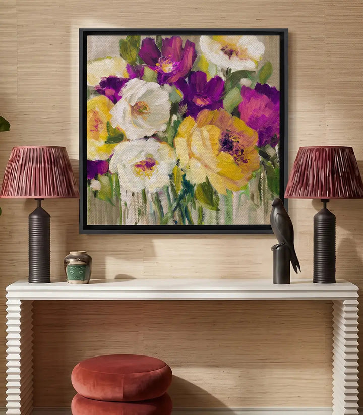Tableau Wild Bloom bureau, art fleur doré — Massinart