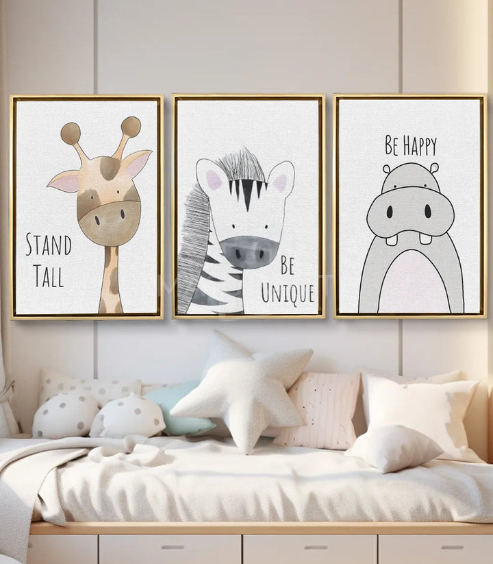 Tableau zèbre « Be Unique » gris noir blanc — Massinart