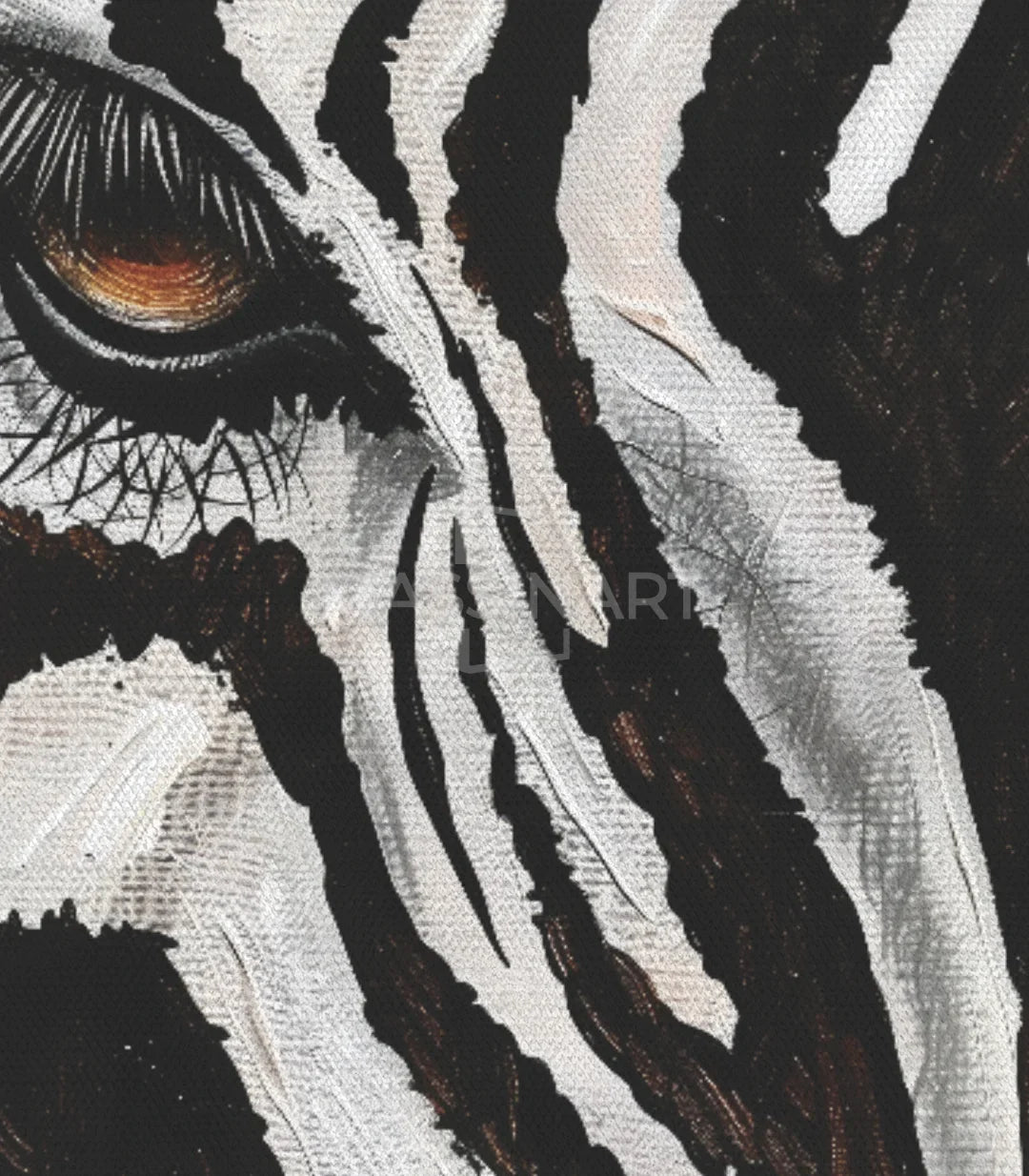 Tableau zèbre Massinart — détail texture peinture expressionniste