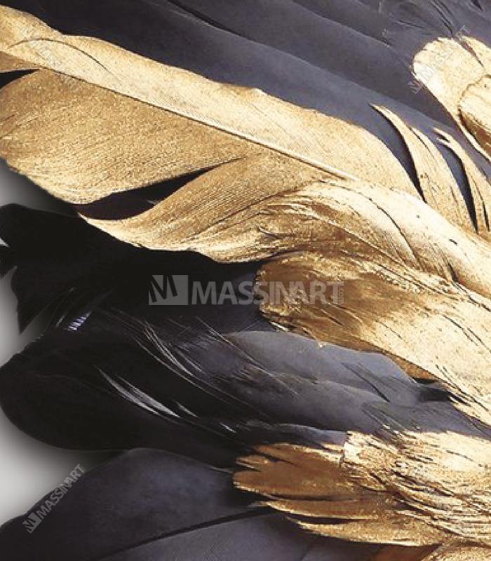 Tableau Ailes d'ange dorées triptyque décoration intérieur salon gris Massinart