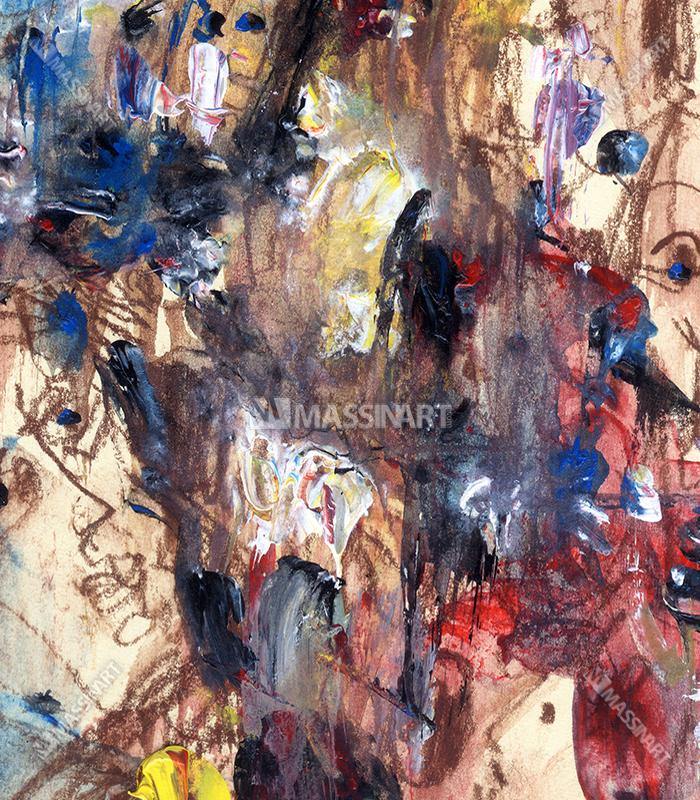 Chuchots- Tableau artistique abstrait expressionniste avec cadre américain - Massinart.ma  décoration murale au Maroc