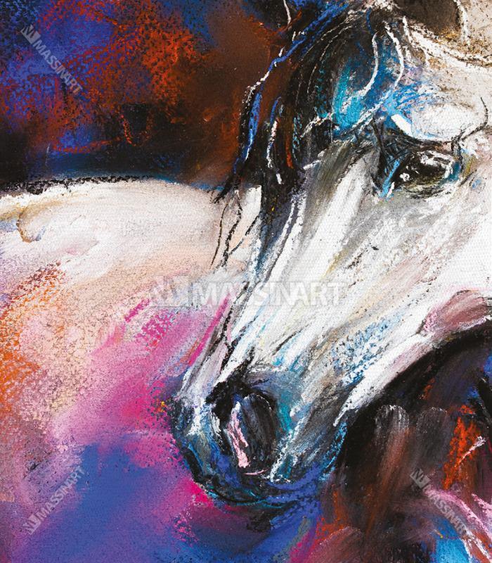 Tableau Cheval nocturne Massinart — emballage livraison prêt à accrocher