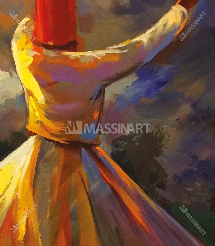 Tableau Dervish Dance triptyque — danse soufie expressionniste décoration salon Massinart