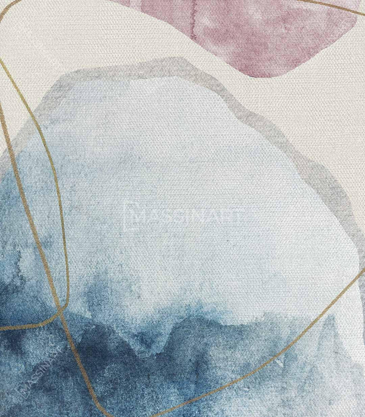 Tableau abstrait diptyque pastel — Peinture vagues salon moderne Massinart
