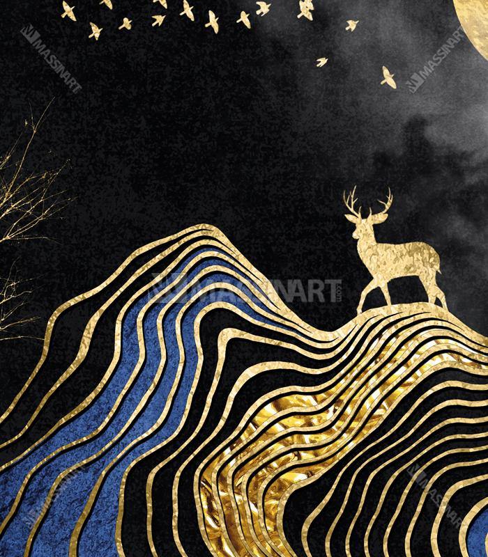 Golden full moon - Tableau moderne avec encadrement - Massinart.ma  décoration murale au Maroc