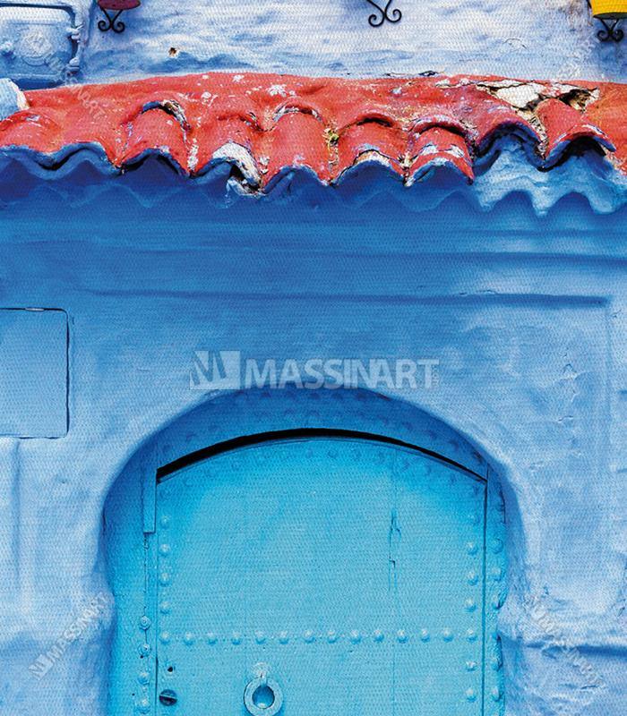 Tableau Maroc en Bleu ruelle architecture bleue Chefchaouen Massinart