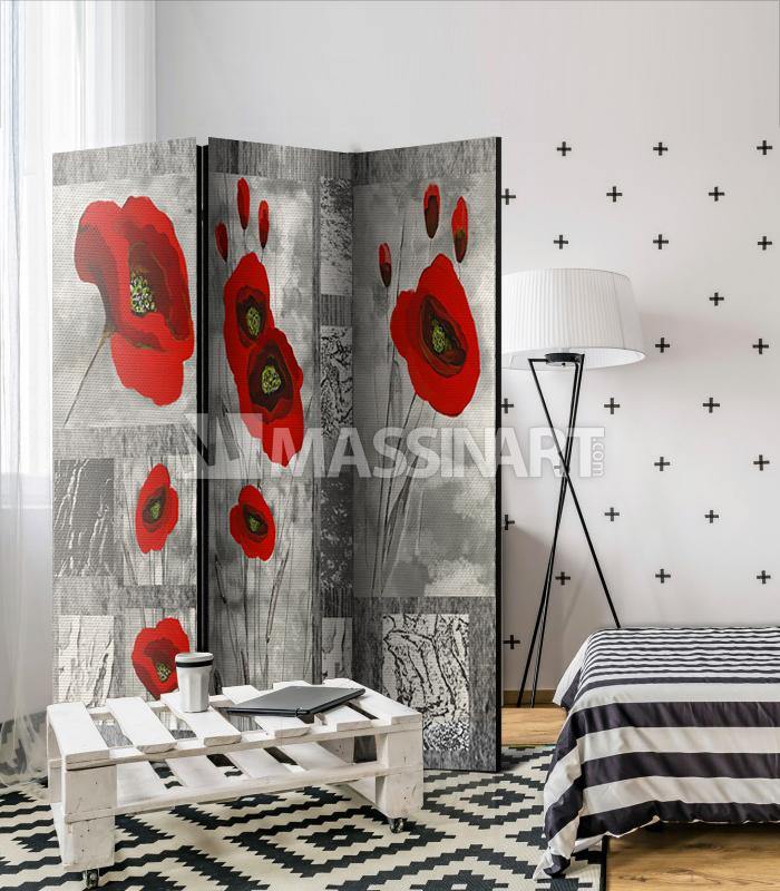Paravent Coquelicots - Décoration moderne - Massinart.ma  décoration murale au Maroc
