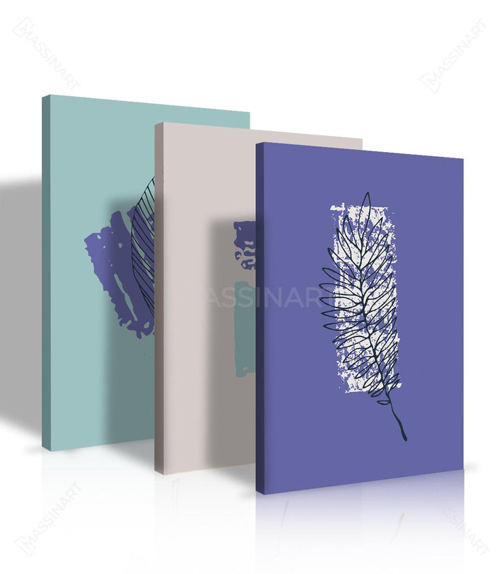 Mise en situation triptyque feuilles minimalistes salon moderne Massinart