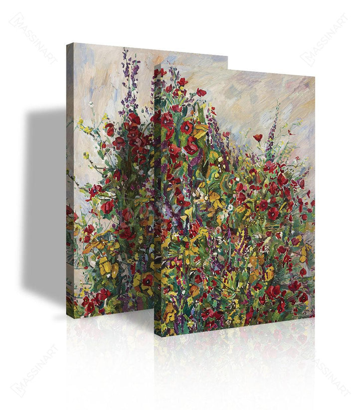 Décoration intérieur salon — composition florale diptyque sur mur blanc, Massinart