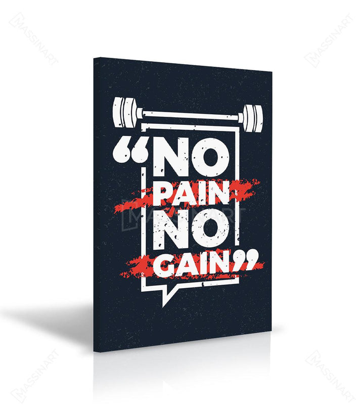Simulation chambre loft — Tableau typographie fitness No Pain No Gain Massinart