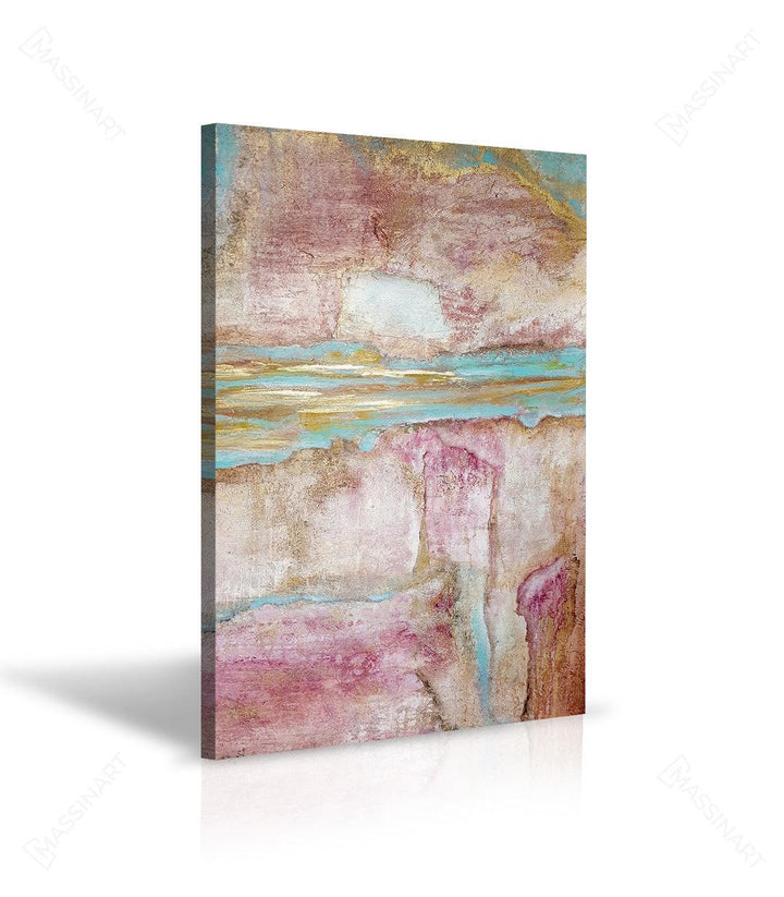 Tableau abstrait horizon marin rose doré salon design Massinart