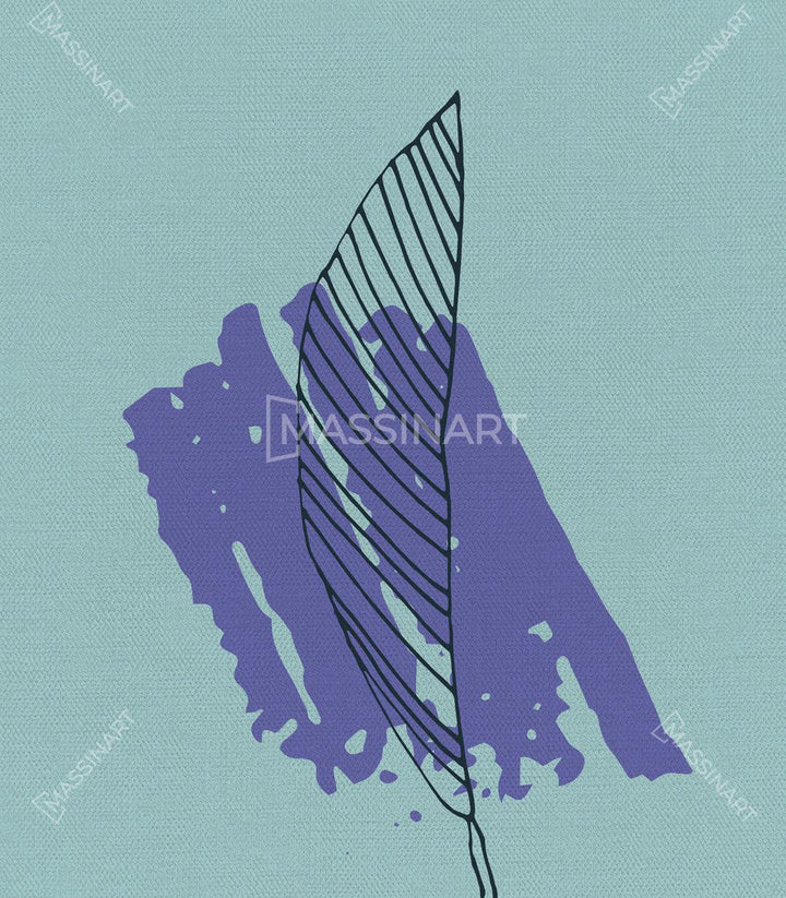 Détail peinture feuille minimaliste ligne fine décoration murale Massinart