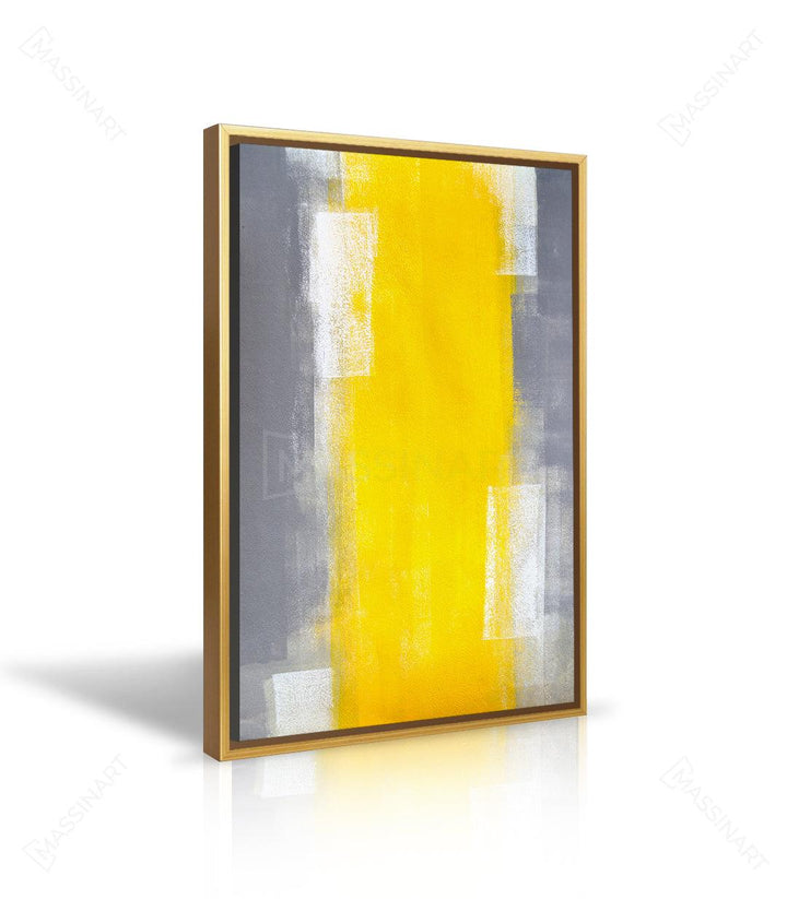 Décoration intérieur contemporain — Tableau abstrait géométrique jaune blanc gris Massinart