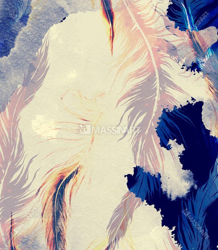 Feathers Abstract - Tableau avec encadrement cache clous - Massinart.ma  décoration murale au Maroc