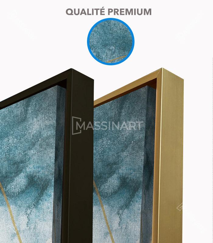 Tableau waves minimaliste bleu taupe — Harmonie pastel salon contemporain Massinart