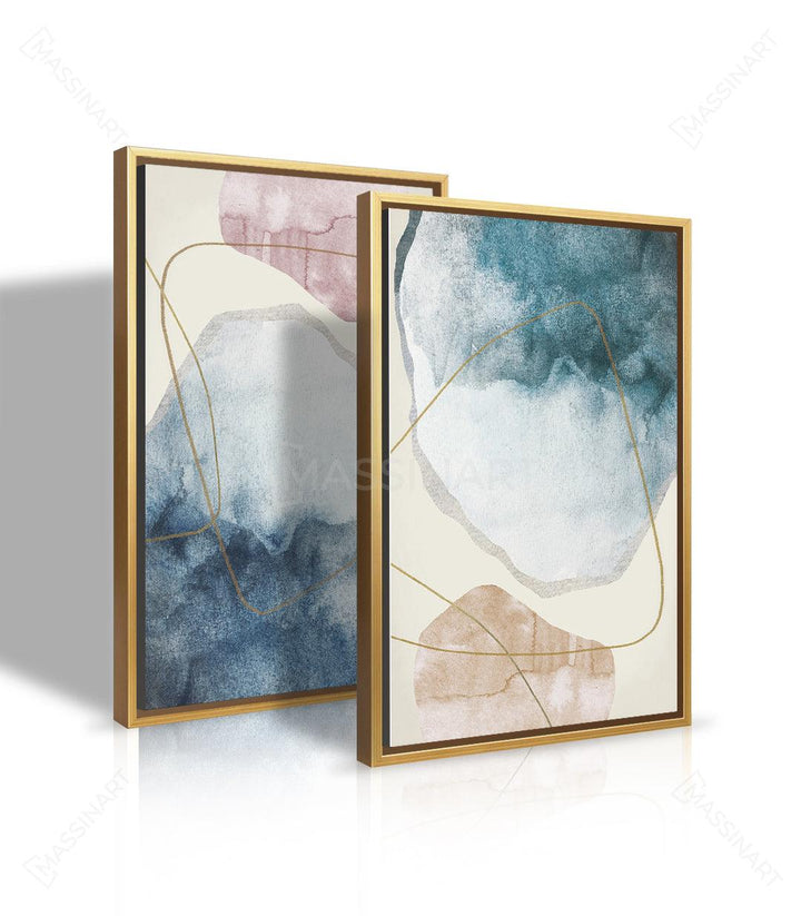 Tableau abstrait formes vagues — Mise en situation décoration intérieur Massinart