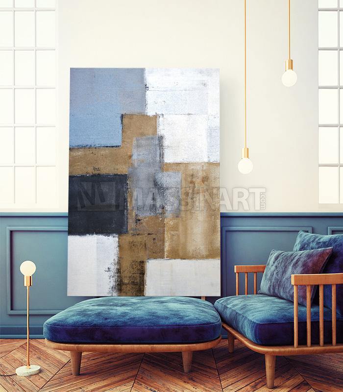 Tableau décoratif Grey and Brown Abstract - Art contemporain - Massinart.ma  décoration murale au Maroc