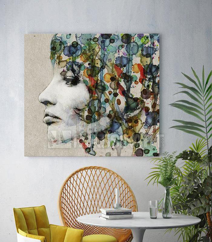 Watercolor woman portrait - Style design intérieur Vintage - Massinart.ma  décoration murale au Maroc