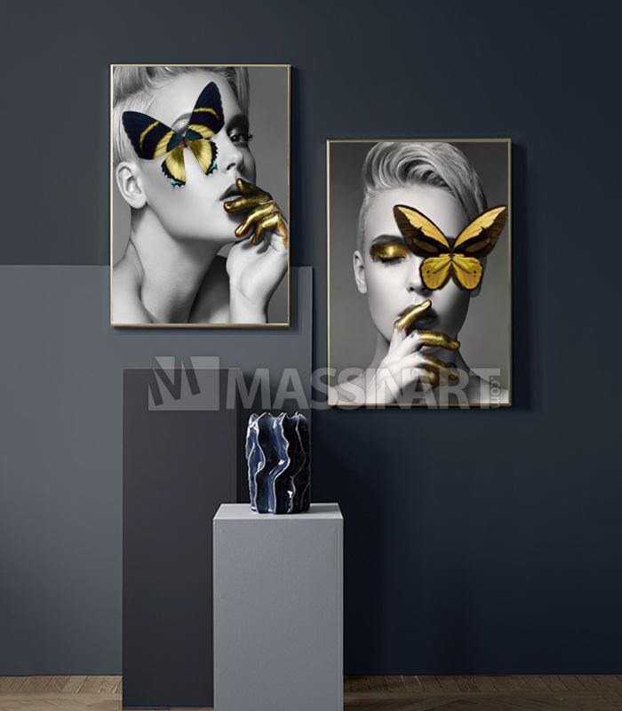 Fashion - Tableaux  avec cadre doré - Massinart.ma  décoration murale au Maroc