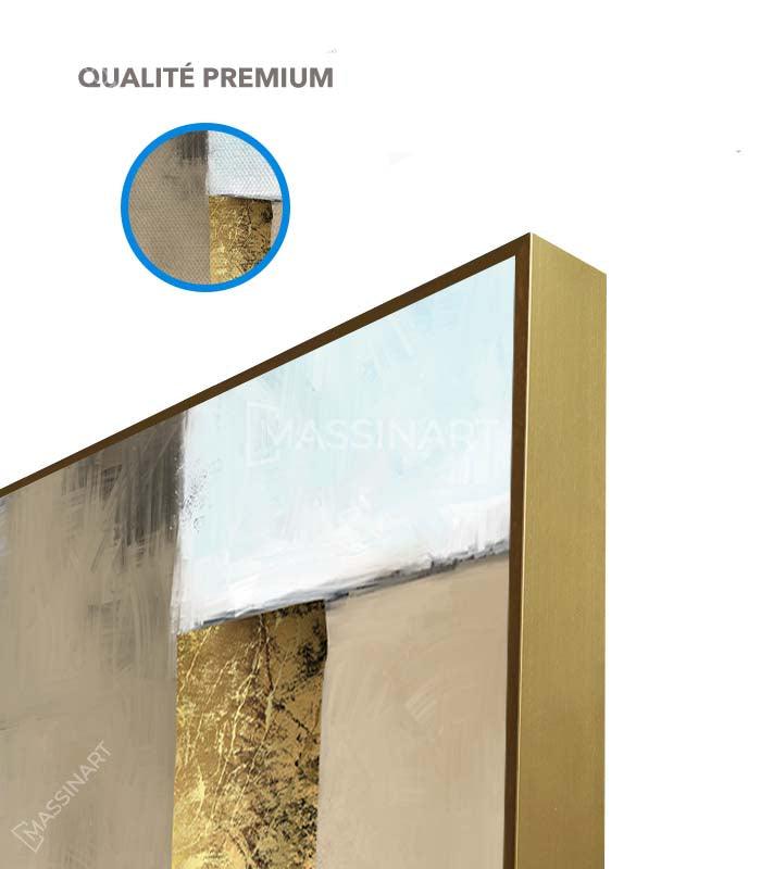 Tableau abstrait minimaliste panneau central doré Massinart