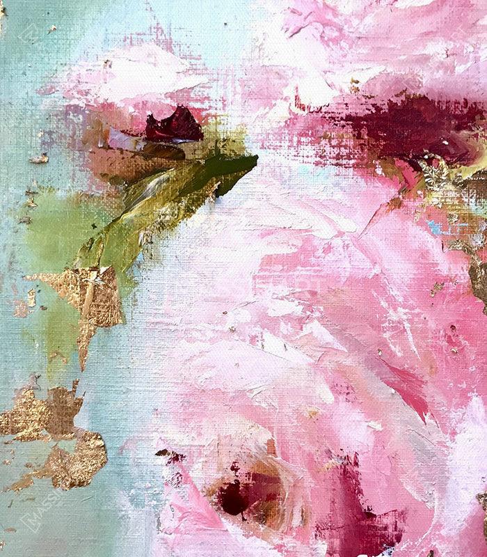 Roses and Gold Leaves Painiting - Tableaux décoratifs modernes - Massinart.ma  décoration murale au Maroc