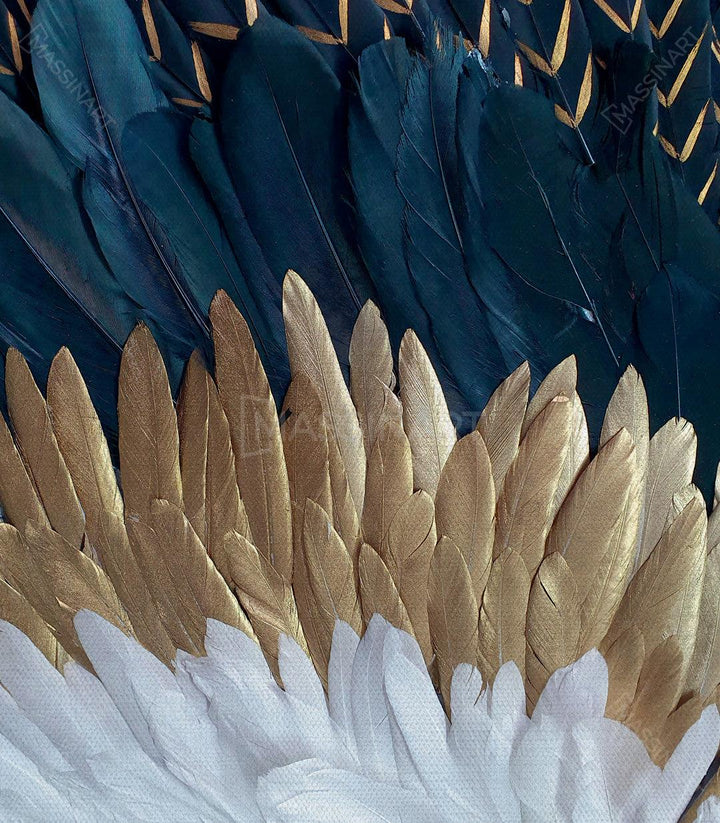 Détail plumes ailes ange bleu doré Massinart